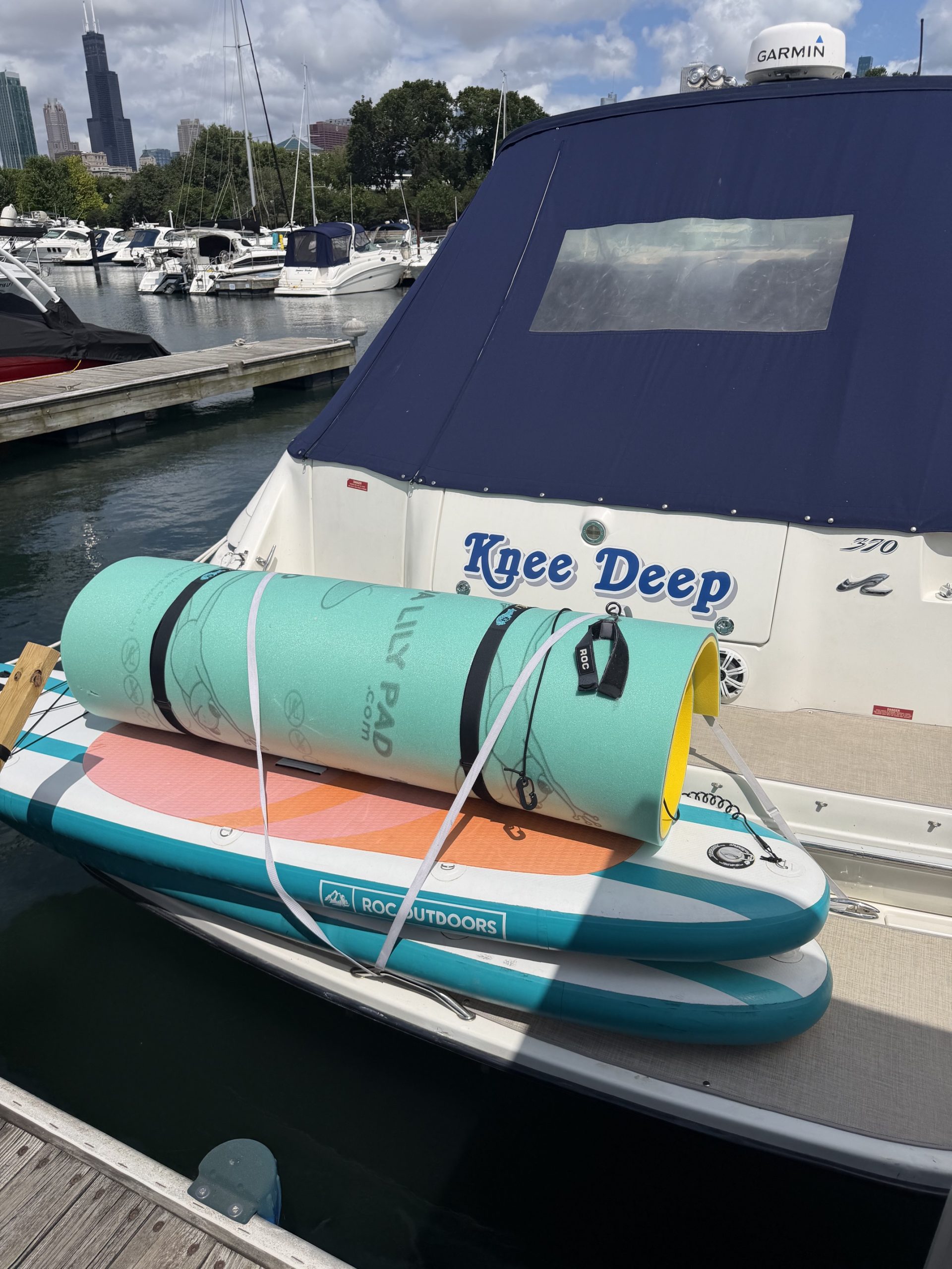 Large raft stored around a boat